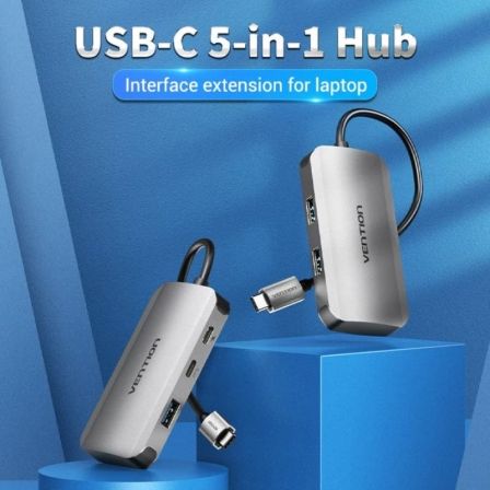 Vention Hub USB Tipo-C TNDHB con 3xUSB, 1xUSB Tipo-C y 1xUSB Tipo-C PD